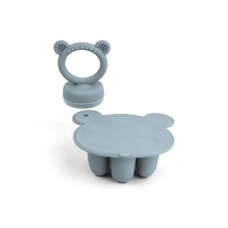 Set d'Éveil Alimentaire Ours : Grignoteuse & Moule en Silicone