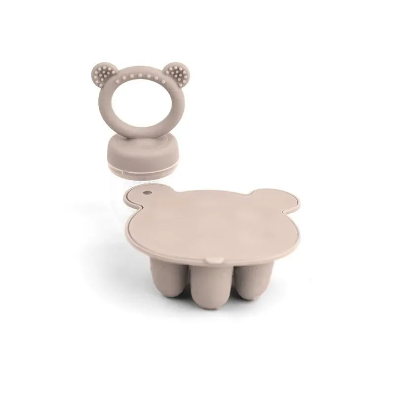 Set d'Éveil Alimentaire Ours : Grignoteuse & Moule en Silicone