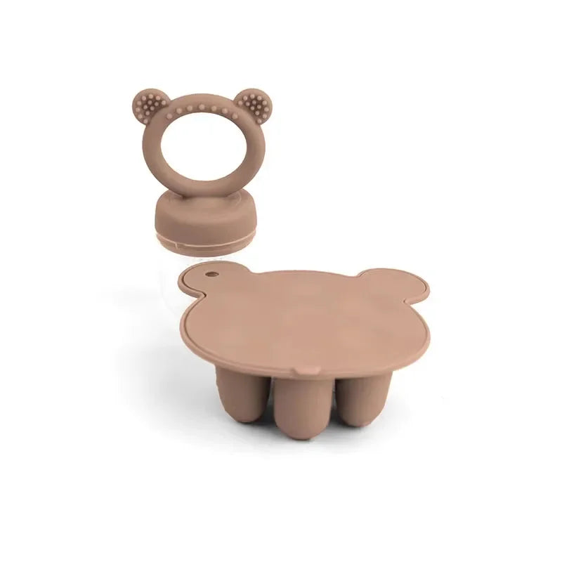 Set d'Éveil Alimentaire Ours : Grignoteuse & Moule en Silicone