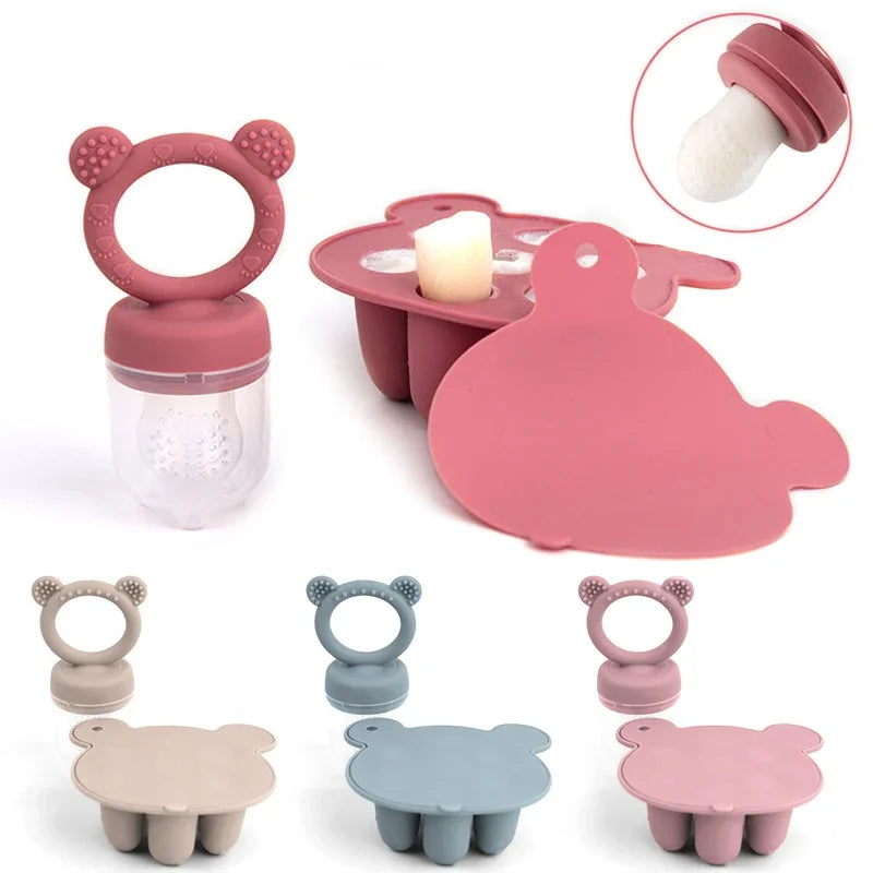 Set d'Éveil Alimentaire Ours : Grignoteuse & Moule en Silicone