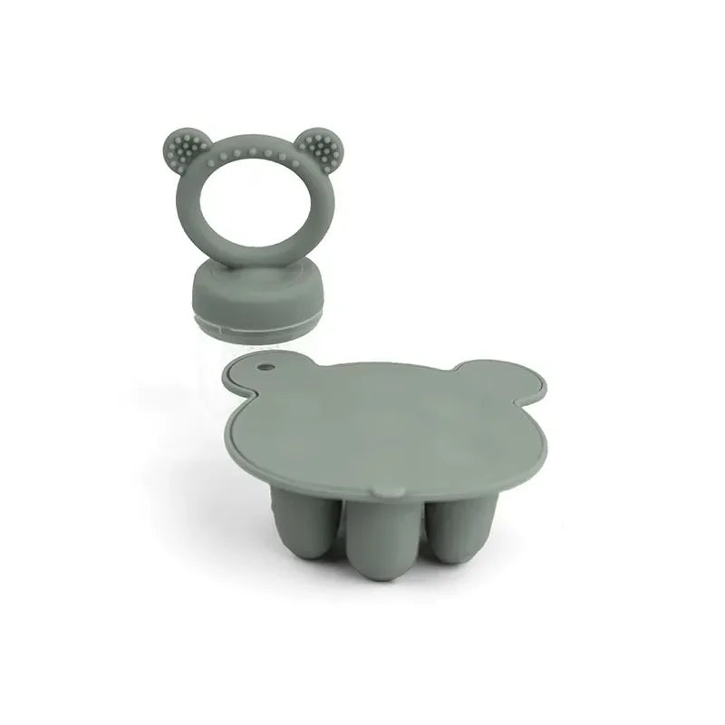 Set d'Éveil Alimentaire Ours : Grignoteuse & Moule en Silicone